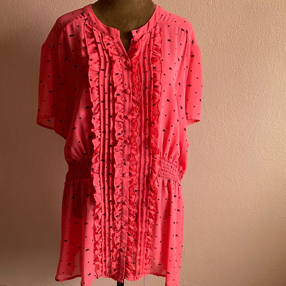 TORRID Hot Pink Ruffled Dot Tunic